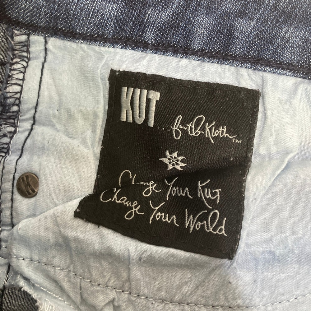 Kut from the Kloth Womens Size 12 Dark Wash Distressed Straight Leg Jeans Blue - Picture 5 of 16
